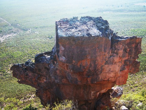 Rocks eroded into wierd shapes, space turtle